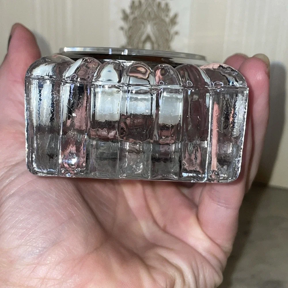 Vintage Lead Crystal Glass Shelf Mantle Bedside Quartz Clock WORKS Crystal Clear